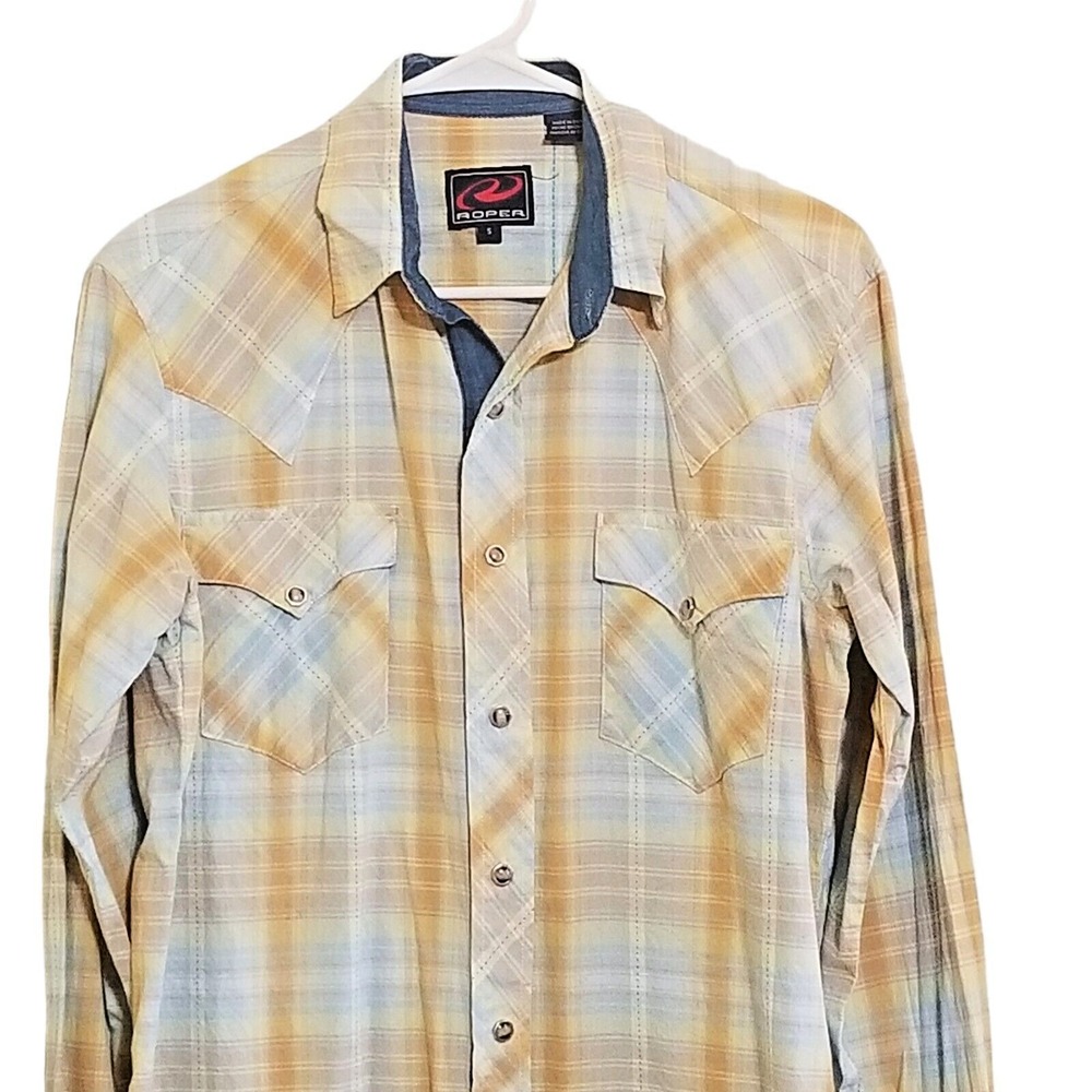 Roper Shirt Mens S Pearl Snaps Classic Plaid Long Sleeve Western